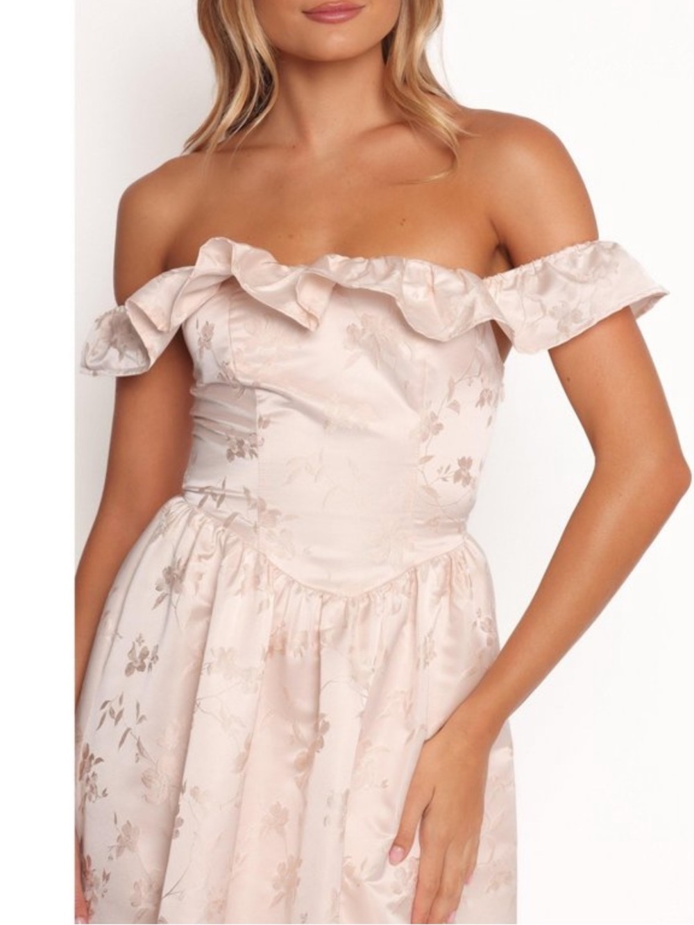 Petal & Pup Vivien Jacquard Print Nude/Blush Pink Maxi Dress Size XL - Picture 4 of 11